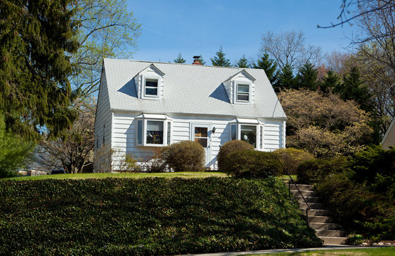 Clapboard Cape Cod Single Family House Suburban Maryland, USA