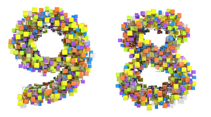 Abstract cubic font 8 and 9 figures