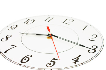 white clock showing time about nine isolated