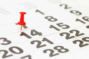 page of calendar showing date of today