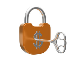 Locking the US dollar currency lock with key