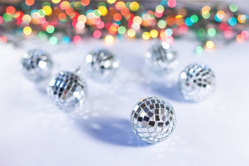 Christmas ornaments in form of disco balls