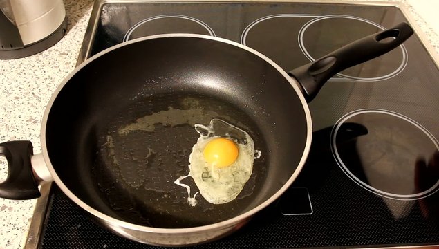 Drei Eier in die hei&szlig;e Pfanne
