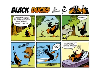 Abwaschbare Fototapete Comics Black Ducks Comic-Strip Folge 58