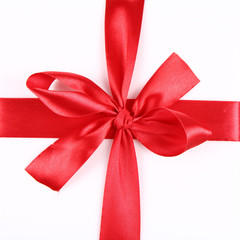 Red Gift Ribbon Bow in over white background