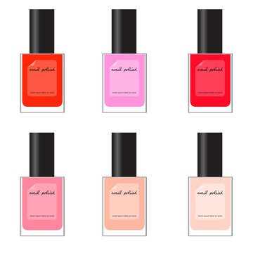set of different nail polish - red, pink