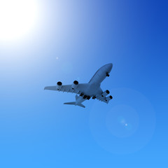 airplane in the blue sky