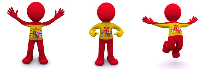 Naklejka premium 3d character textured with flag of Spain