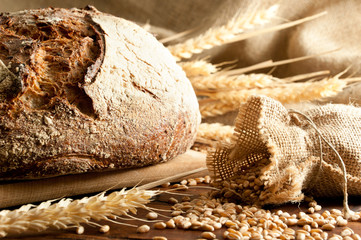 Close-up on traditional bread. Shallow DOF