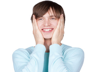 Portrait of young man isolated on white background