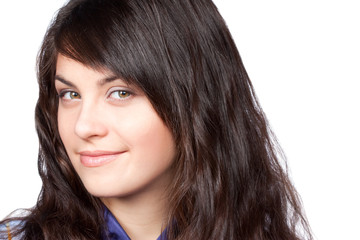 Portrait of beautiful  woman, on white background