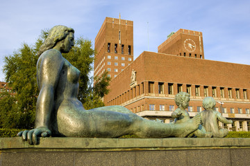 City Hall (Radhuset), Oslo, Norway - obrazy, fototapety, plakaty