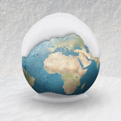 Frozen Earth covered by snow Europe Africa