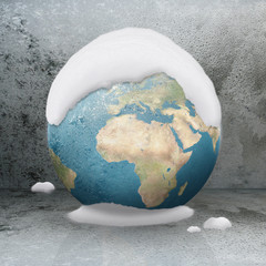 Frozen Earth covered by snow Europe Africa