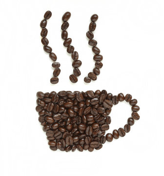 coffee beans make coffee cup shape