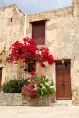 Traditional Greek architecture and building decoration with flow