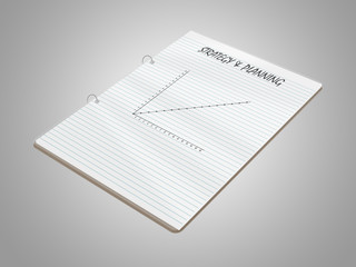 business notepad with a graph, planning and strategy