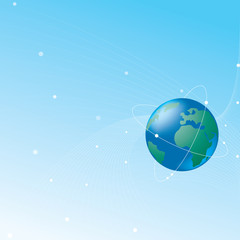 Blue background with globe