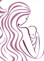 woman and baby sketch