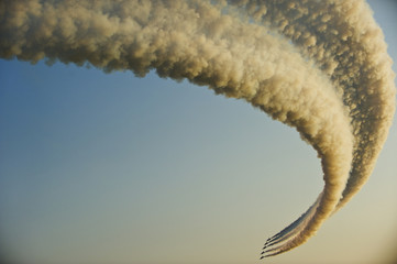 Jet fighters in formation during an air show (Italy).