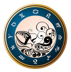 Obraz premium Zodiac Wheel with sign of Aquarius
