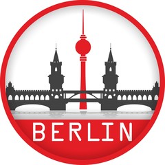 Berlin Oberbaumbrücke Friedrichshain - obrazy, fototapety, plakaty