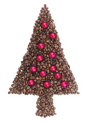 albero di natale con decorato fatto con i chicchi di caffe