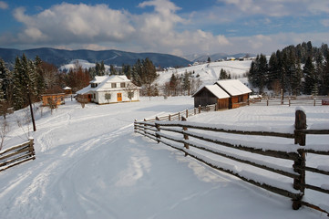 Winter landscape in mountains