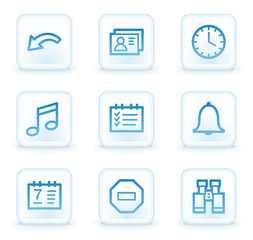 Organizer web icons , white square buttons