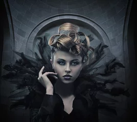 Fotobehang Vogue style photo of a gothic woman © konradbak