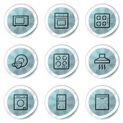 Home appliances web icons, blue shine stickers series