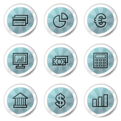 Finance web icons set 1, blue shine stickers series