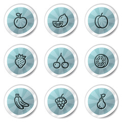 Fruits web icons , blue shine stickers series