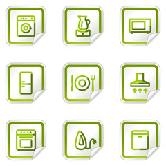 Home appliances web icons, green stickers series