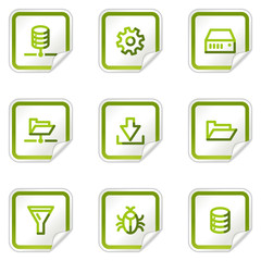 Server web icons, green stickers series