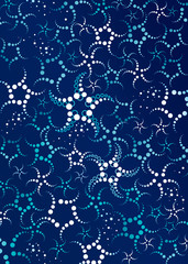 Decorative starfish on a blue background. Seamless pattern.