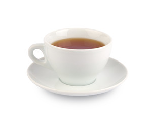 Cup of black tea. Isolated on white background