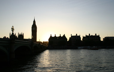 Fototapeta na wymiar Big Ben and Westminster Bridge at sunset