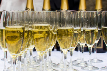 Glasses of sparkling champagne
