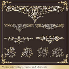 Vintage elements for frame or book cover, card vector