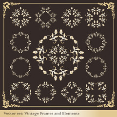 Vintage elements for frame or book cover, card vector