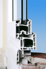 facade wall cross section of pvc window