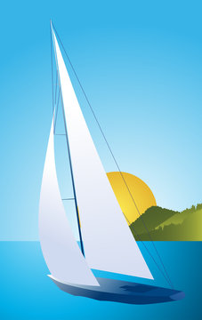 Yacht - sailing boat regatta vector background
