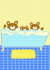 家族で、楽しいお風呂の時間