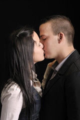 young kissing couple