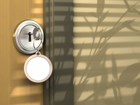 immobilier ou h&ocirc;tel concept - porte et cl&eacute; ou clef