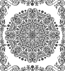 black round decoration in frame