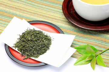 green tea and  tea leaf