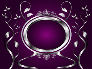 Abstract Silver and Purple Floral Vector Design