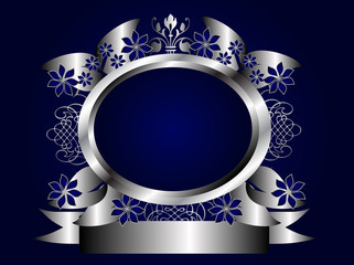 Abstract Silver and Blue Floral Background
